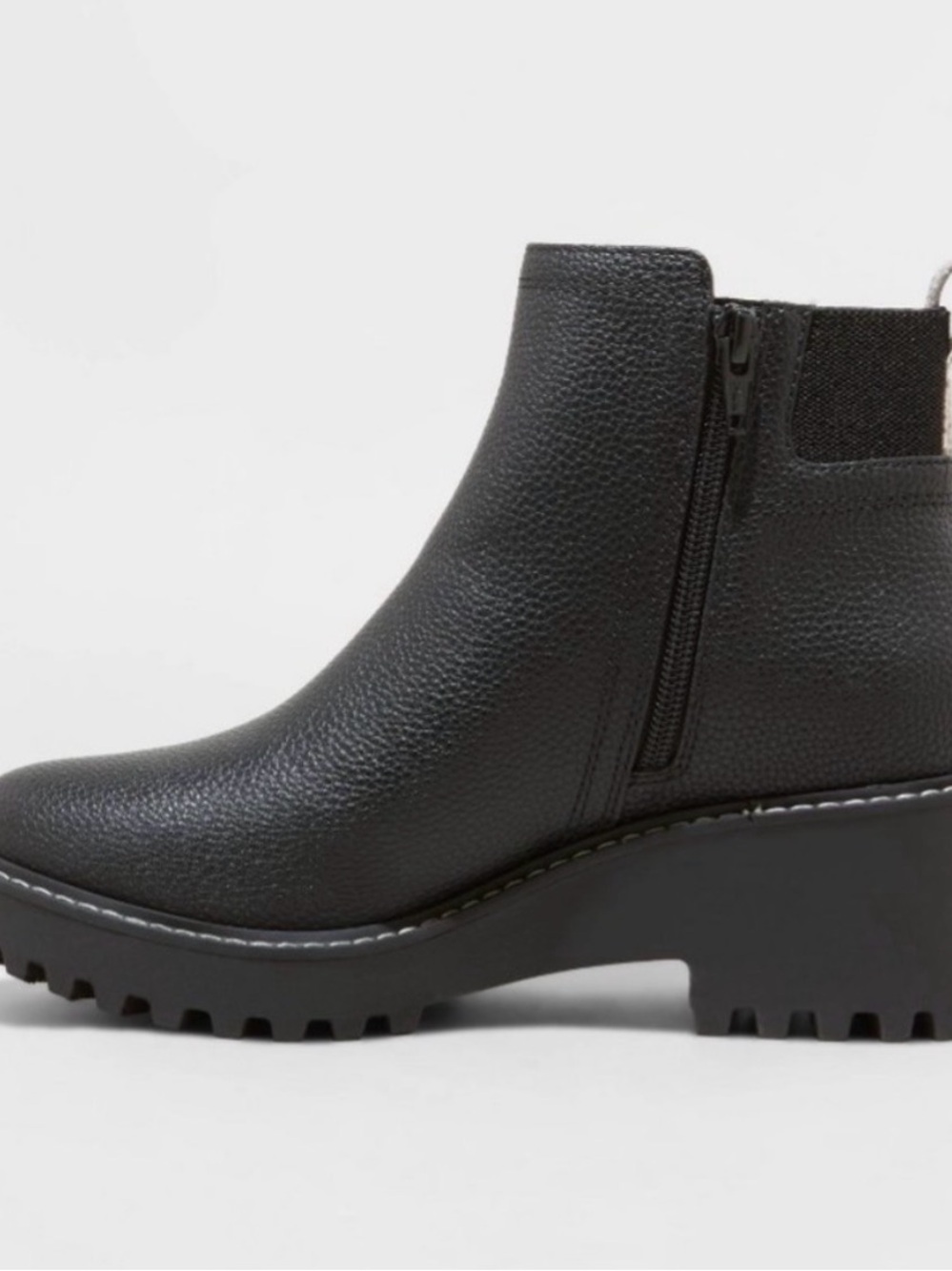 Universal Thread Black Textured Ankle Booties with Lug Sole